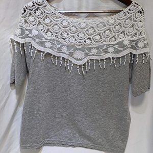 Lace shoulder top
